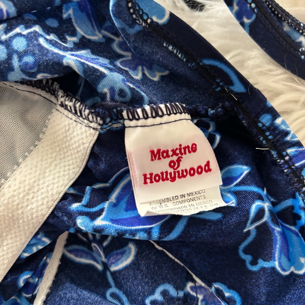 MAXINE OF HOLLYWOOD Flattering One Piece Skirt Swimwear Floral Blue - Picture 7 of 8